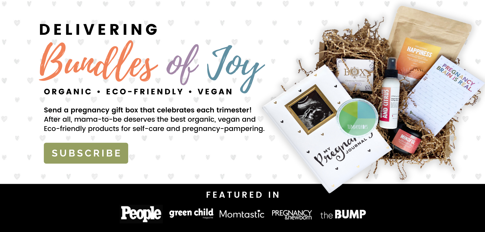 Send a pregnancy gift box that celebrates each trimester! After all, mama-to-be deserves the best organic, vegan and Eco-friendly products for self-care and pregnancy-pampering.